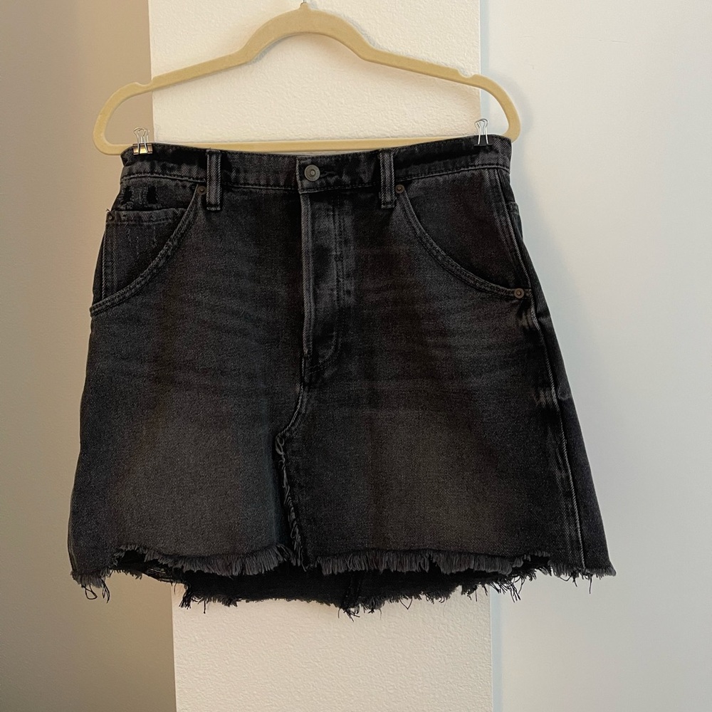 Free People Hallie Distressed Denim Skirt
